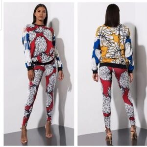 Adidas Farm Rio Red Pineapple Sweatshirt & Leggings Set Bundle Small S